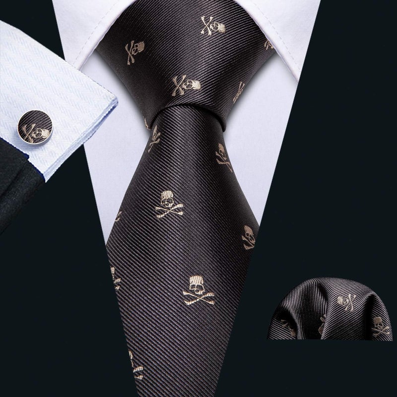 Barry.Wang Store Fun Animal Ties for Men Designer Handkerchief Cufflink WOVEN Casual Necktie Set Festival - Image 3